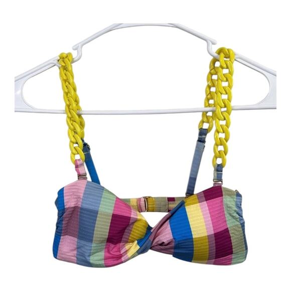 Gianni Bini x Jess Southern Garden Plaid Twist Bandeau Bikini Top Multicolor XS - Picture 15 of 15